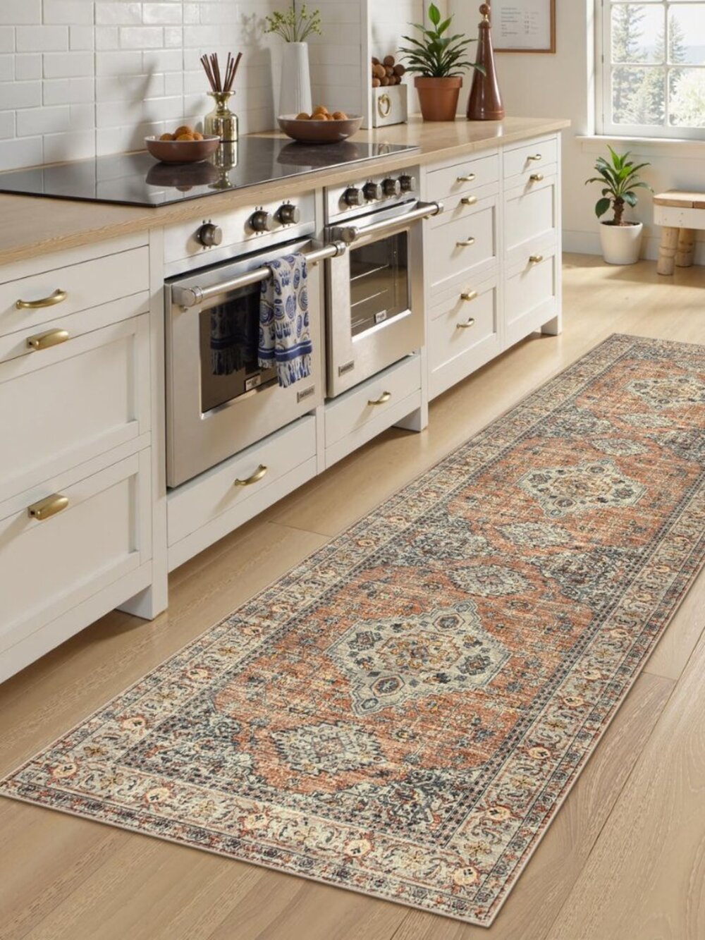 Oriental Kitchen Runner Rug Non Slip, 2x8 Runners for Hallways